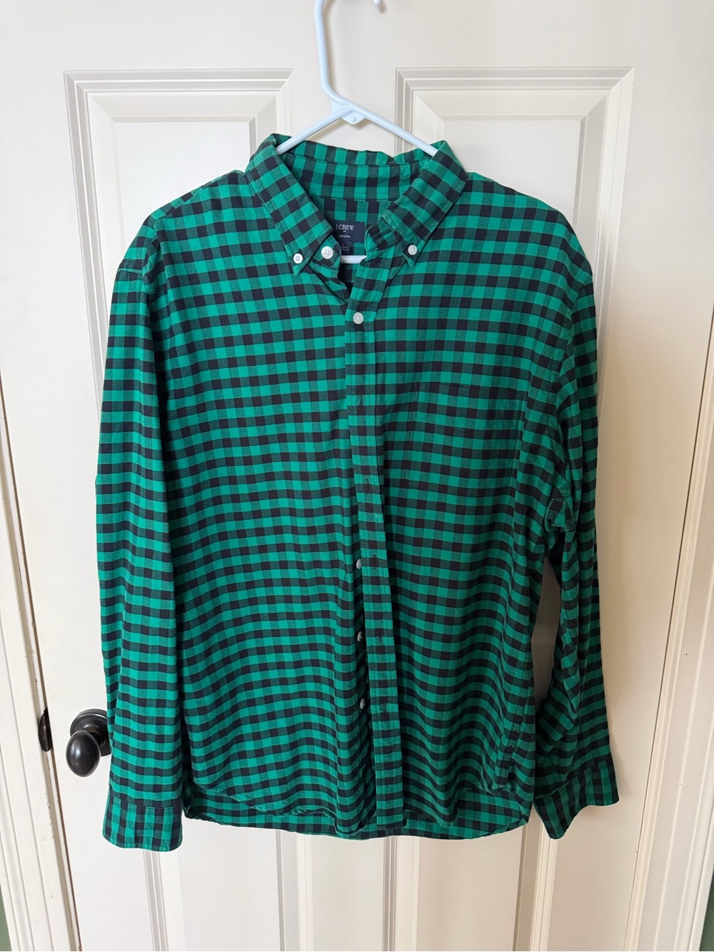 J. Crew Green and Black Check Button-Down Shirt